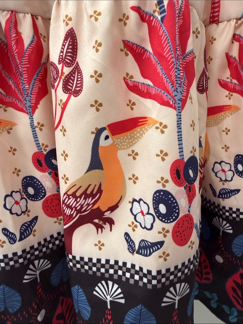 Maxi Sundress with Pink & Navy Leaf Print - Picture 6 of 12